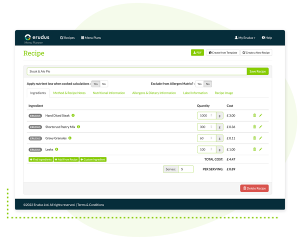 Allergens Tyneside Foodservice
